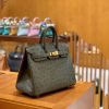 爱马仕 Birkin 25cm 松柏绿 南非KK级鸵鸟皮 金扣 原版蜜蜡线 顶级手工
