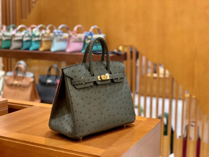 爱马仕 Birkin 25cm 松柏绿 南非KK级鸵鸟皮 金扣 原版蜜蜡线 顶级手工 - Image 2