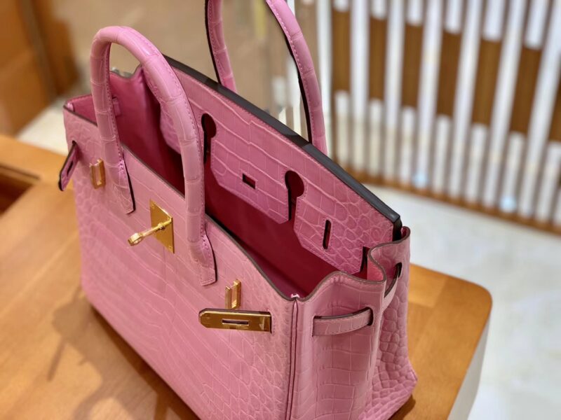 爱马仕 Birkin 30cm 樱花粉 金扣 尼罗 两点 鳄鱼皮 - Image 2