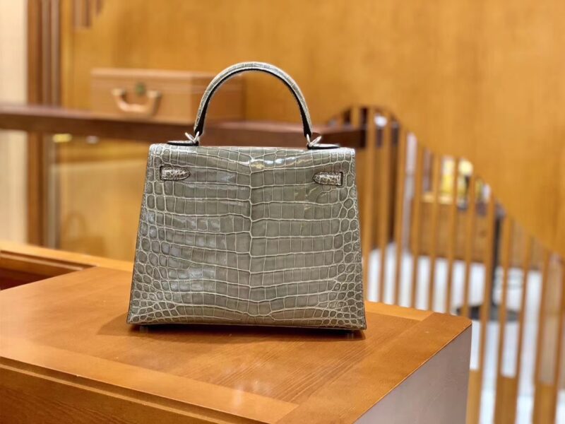 爱马仕 Kelly 25cm 斑鸠灰 尼罗鳄鱼皮 银扣 原版蜜蜡线 顶级手缝 现货 - Image 3