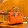 爱马仕 Birkin 30cm 经典橙 鸵鸟皮 全手工缝制