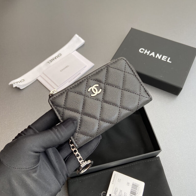 Chanel AP0223零钱包黑色鱼子酱银扣免检版 - Image 7