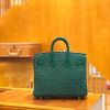 爱马仕 Birkin 25cm 缇香绿拼墨绿 鸵鸟皮 全手工缝制