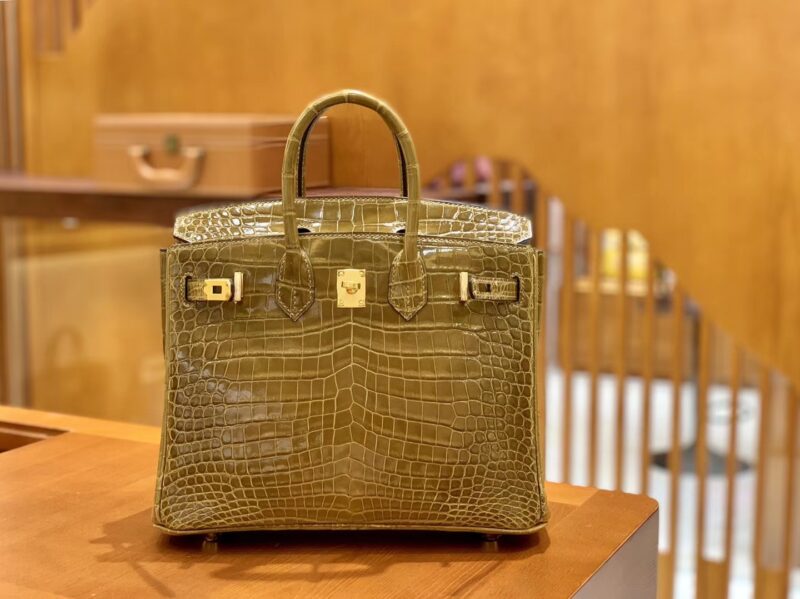 爱马仕 Birkin 铂金包 芥末黄 一级皮 尼罗鳄鱼皮 臻品级别 金扣 25cm