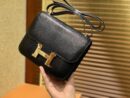 爱马仕 Constance 18cm 经典黑 仿蜥蜴皮 顶级手缝工艺 金扣