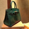 爱马仕 Birkin铂金包 祖母绿 一级皮 湾鳄鱼皮 倒V 进口原料 顶级手缝工艺 30cm