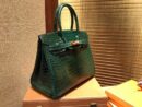 爱马仕 Birkin铂金包 祖母绿 一级皮 湾鳄鱼皮 倒V 进口原料 顶级手缝工艺 30cm