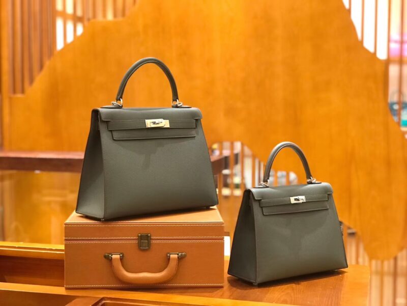 爱马仕 Kelly 28cm 锡器灰 掌纹牛皮 全手工缝制 - Image 5