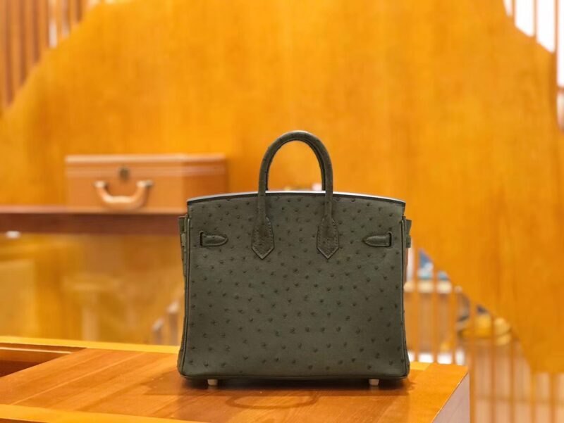 爱马仕 Birkin 25cm 松柏绿 南非KK鸵鸟皮 金扣 原版蜜蜡线 顶级手缝 现货 - Image 3