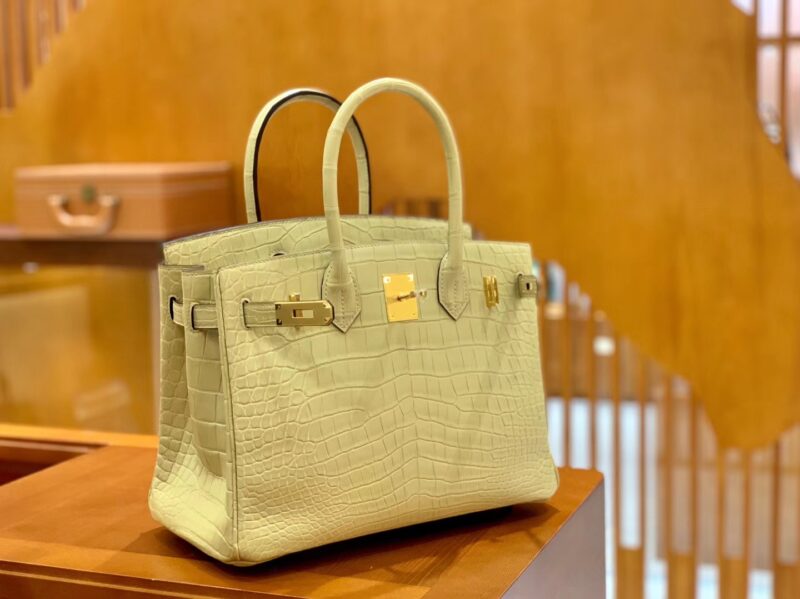 爱马仕 Birkin 30cm 奶黄色 金扣 一级皮 尼罗鳄鱼皮 臻品级别 - Image 6