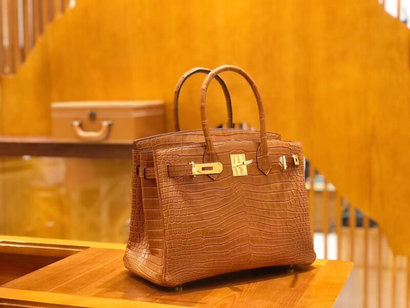 爱马仕 Birkin 30cm 金棕 一级野生湾鳄 金扣 原版蜜蜡线 顶级手缝 - Image 2