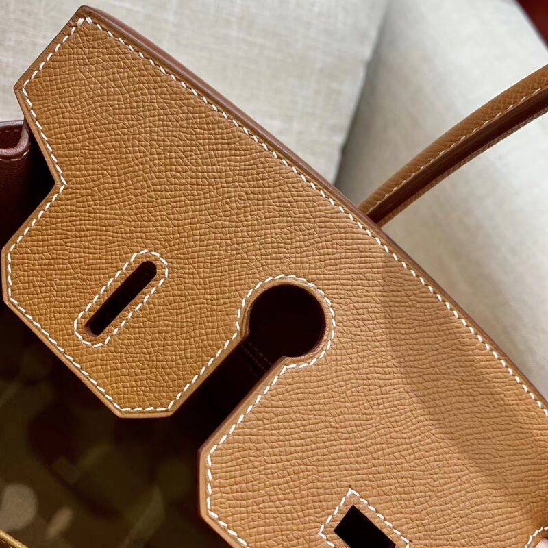 爱马仕 Birkin 铂金包 金棕色 掌纹牛皮 金扣 30cm 高订版本 - Image 9