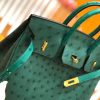 爱马仕 Birkin 25cm 缇香绿拼墨绿 鸵鸟皮 全手工缝制