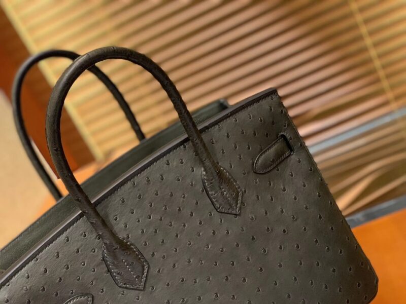 爱马仕 Birkin 30cm 松柏绿 南非进口鸵鸟皮 顶级手缝工艺 金扣 - Image 2