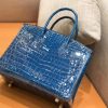爱马仕 新增现货 birkin 铂金包 电光蓝 一级鳄鱼皮 金扣 30cm