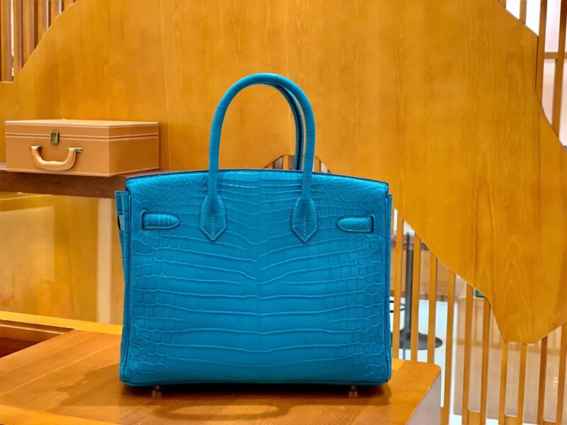 爱马仕 Birkin 30cm 伊滋密迩蓝 金扣 尼罗 雾面 两点 鳄鱼皮 全手工 - Image 2