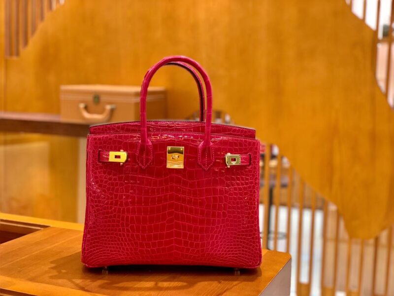 爱马仕 Birkin 30 极致粉 金扣 湾鳄 一级皮 全手工缝制