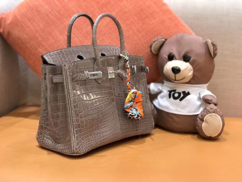爱马仕 Birkin 25cm 斑鸠灰 一级尼罗鳄 银扣 原版蜜蜡线 顶级手工 - Image 2