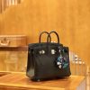 爱马仕 Birkin 25cm 仿蜥蜴皮 经典黑 银扣 全手工缝制 现货