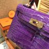 爱马仕 MiniKelly 迷你凯莉 梦幻紫 一级美洲鳄鱼皮 顶级手缝蜡线 金扣 19cm 2代