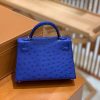 爱马仕 迷你凯莉 2代 19cm 鸵鸟皮 新增现货 深蓝色