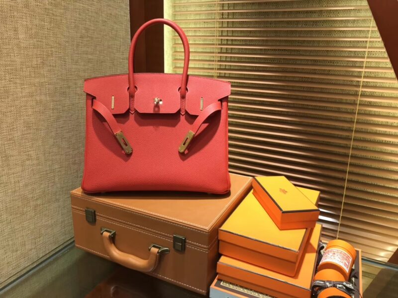 爱马仕 Birkin铂金包 罂粟橘 德国togo小牛皮 原版蜜蜡线 顶级手缝 金扣 30cm