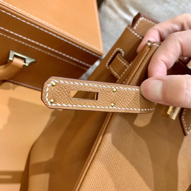 爱马仕 Birkin 铂金包 金棕色 掌纹牛皮 金扣 30cm 高订版本 - Image 6