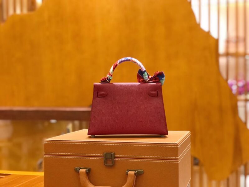 爱马仕 Mini kelly 二代 石榴红 Epsom 掌纹小牛皮 金扣 原版蜜蜡线 顶级手缝 - Image 3