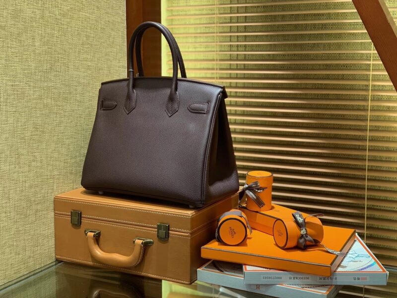 爱马仕 Birkin铂金包 摩卡色 德国togo小牛皮 原版蜜蜡线 顶级手缝 金扣 30cm - Image 5