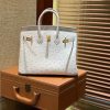 爱马仕 Birkin 25cm 奶昔白 南非进口鸵鸟皮 顶级手缝工艺 金扣