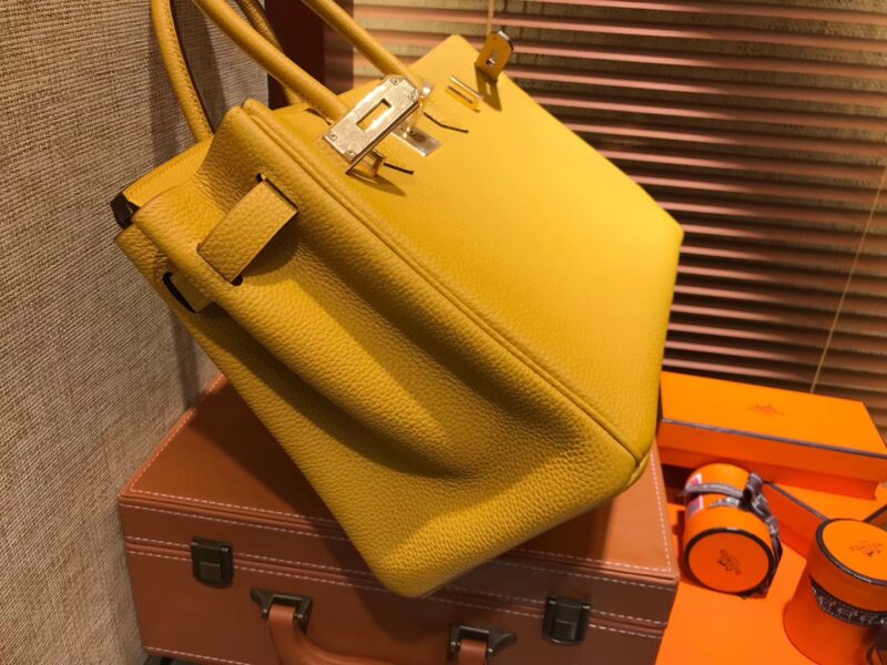 爱马仕 Birkin 30cm ( 铂金包) Togo小牛皮 9D 琥珀黄 原版蜜蜡线 全手工缝制 - Image 6