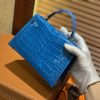 爱马仕 Mini Kelly 宝蓝色 一级美洲鳄鱼皮 全手工缝制 臻品级别 金扣 19cm 2代