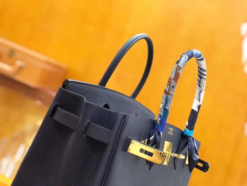 爱马仕 Birkin 30cm 午夜蓝 Epsom掌纹小牛皮 金扣 原版蜜蜡线 顶级手缝 - Image 5