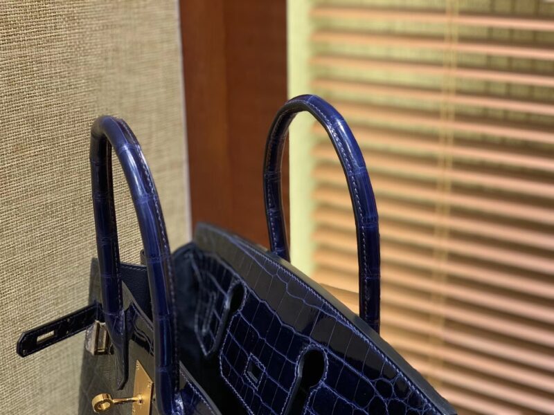 爱马仕 Birkin铂金包 午夜蓝 一级皮 尼罗鳄鱼 进口原料 顶级手缝工艺 30cm - Image 4