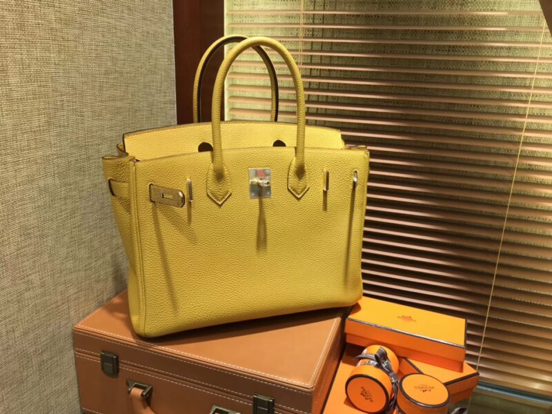 爱马仕 Birkin 30cm ( 铂金包) Togo小牛皮 9D 琥珀黄 原版蜜蜡线 全手工缝制 - Image 7