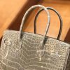 0850d4d2419a493.jpg 爱马仕 新增现货 birkin 铂金包 斑鸠灰 一级鳄鱼皮 30cm
