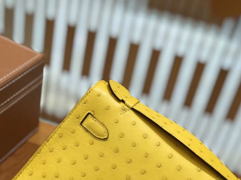 爱马仕 Mini kelly 22cm 那不勒斯黄 南非KK级鸵鸟皮 银扣 原版蜜蜡线 顶级手工 - Image 8
