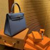 爱马仕 Kelly 28(凯莉包) 玛瑙蓝 德国进口 掌纹牛皮 原版蜜蜡线 全手工缝制