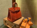 爱马仕 Birkin 铂金包 法拉利红 亮面鳄鱼 金扣 25cm