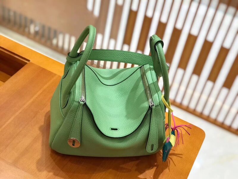 爱马仕 Lindy 26cm 牛油果绿 Togo牛皮 银扣 原版蜜蜡线 顶级手缝 - Image 5