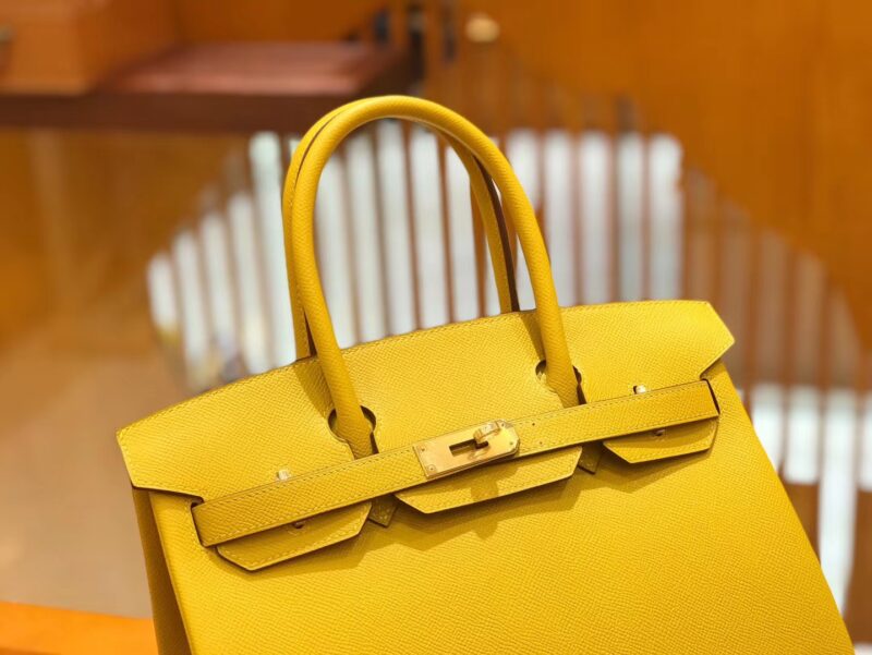 爱马仕 Birkin 30cm 琥珀黄 Epsom掌纹小牛皮 金扣 原版蜜蜡线 顶级手工缝制 - Image 4