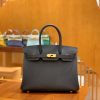 0aca232d8d63bc2.jpg 爱马仕 Birkin 30cm 掌纹牛皮 内缝 午夜蓝 金扣 全手工缝制