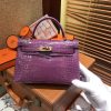 爱马仕 MiniKelly 迷你凯莉 焉尾紫 一级美洲鳄鱼皮 顶级手缝蜡线 金扣 19cm 2代