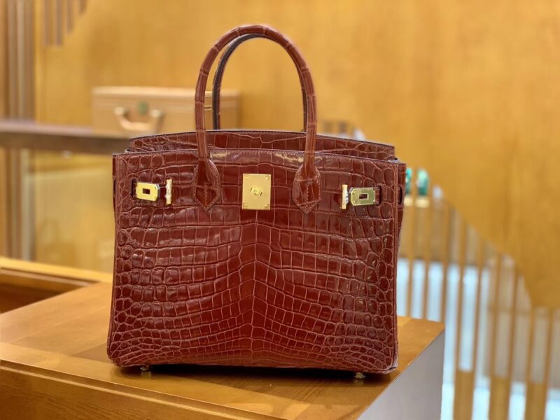爱马仕 Birkin 30cm 板栗棕 蜜糖棕 金扣 一级皮 尼罗鳄鱼皮 臻品级别
