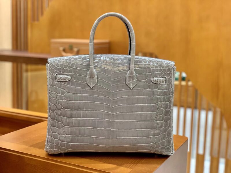 爱马仕 Birkin 35cm 巴黎灰 银扣 一级皮 尼罗鳄鱼皮 臻品级别 - Image 3