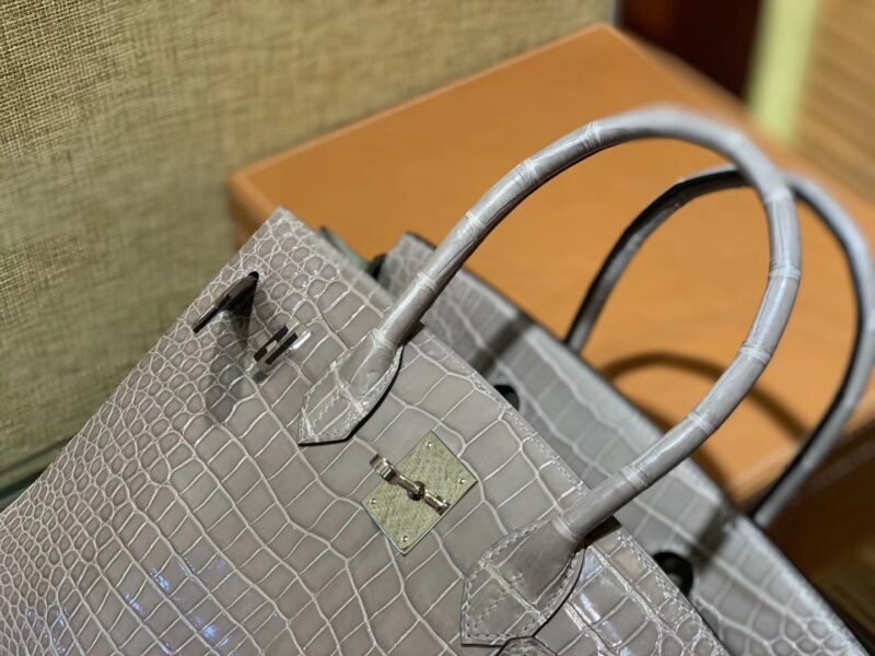 爱马仕 Birkin 30cm 巴黎灰 组合 一级湾鳄 鳄鱼皮 臻品级别 - Image 7