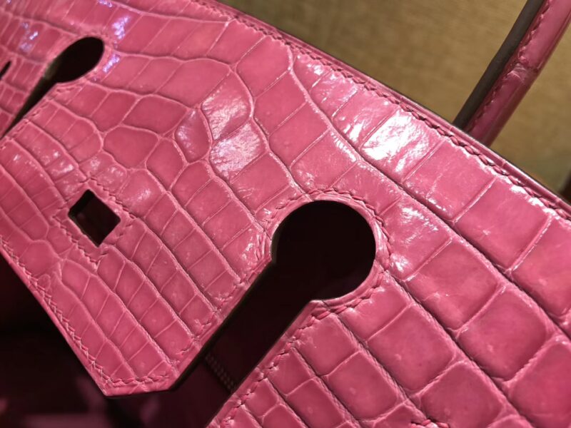 爱马仕 Birkin铂金包 桃红色 一级皮 尼罗鳄鱼 进口原料 顶级手缝工艺 30cm - Image 4