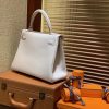 爱马仕 Kelly凯莉包 togo小牛皮 奶昔白 进口原料 原版蜜蜡线 金扣 28cm