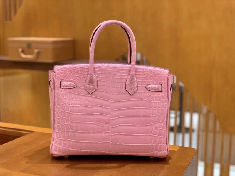 爱马仕 Birkin 30cm 樱花粉 金扣 尼罗 两点 鳄鱼皮 - Image 5
