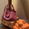 爱马仕 Lindy琳迪包 酒红色 德国进口togo牛皮 全手工缝制 银扣 30cm